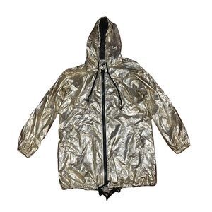 Alice Blue MEDIUM Gold Metallic Light Windbreaker Jacket Mesh lining Hoodie